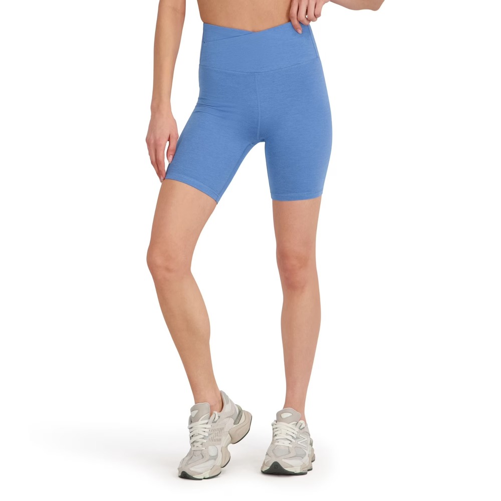 NWT Outdoor Voices Womens CloudKnit Bike Short Blue XXL Crossover Waist